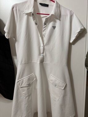 Prada Cream Polo-Style Knit Dress with Patch Pockets
